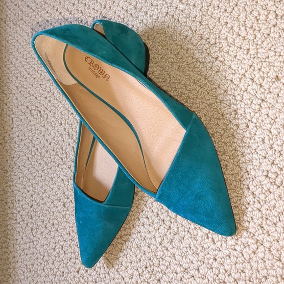 Crown Vintage Shoes - Crown Vintage Noelle Teal Velvet Flats - Womens 8.5